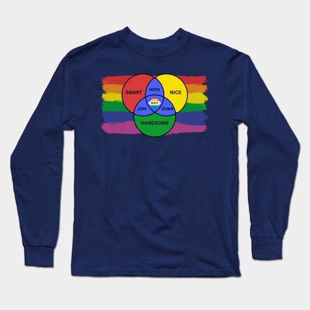 Gay Men Funny Ven Diagram Long Sleeve T-Shirt by Prideopenspaces